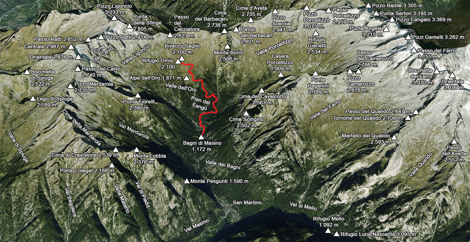 il percorso di salita al Rifugio Omio