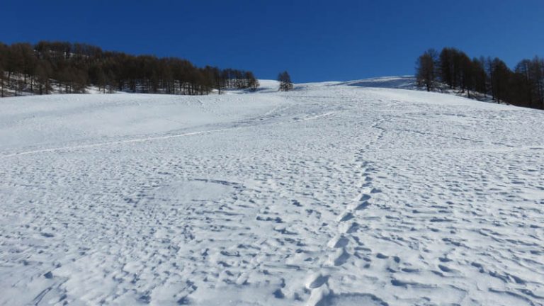 salita in neve fresca