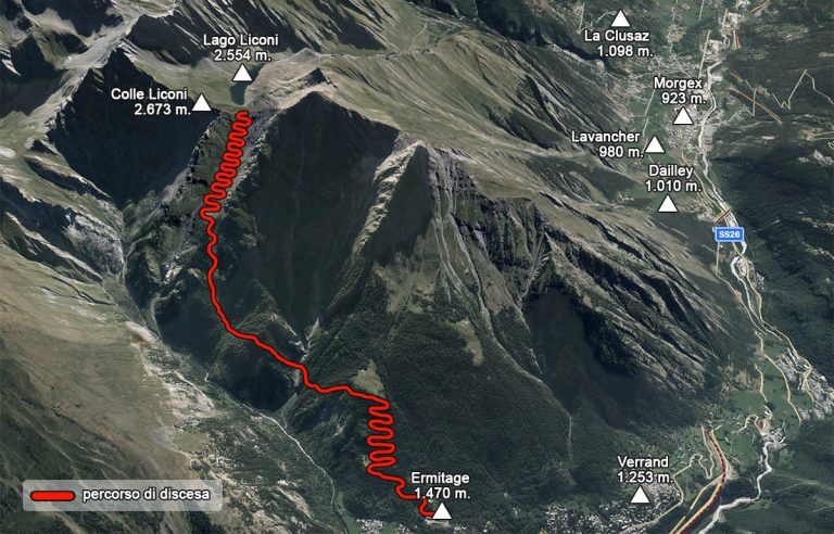 lago liconi mappa percorso di discesa