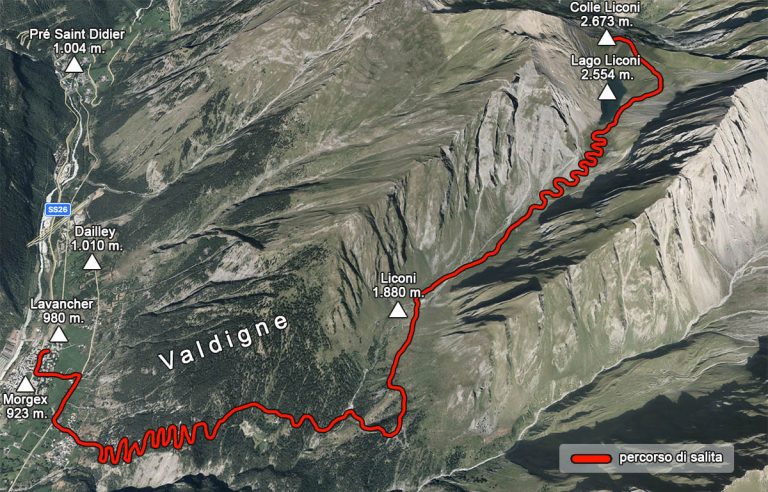 lago liconi mappa percorso di salita