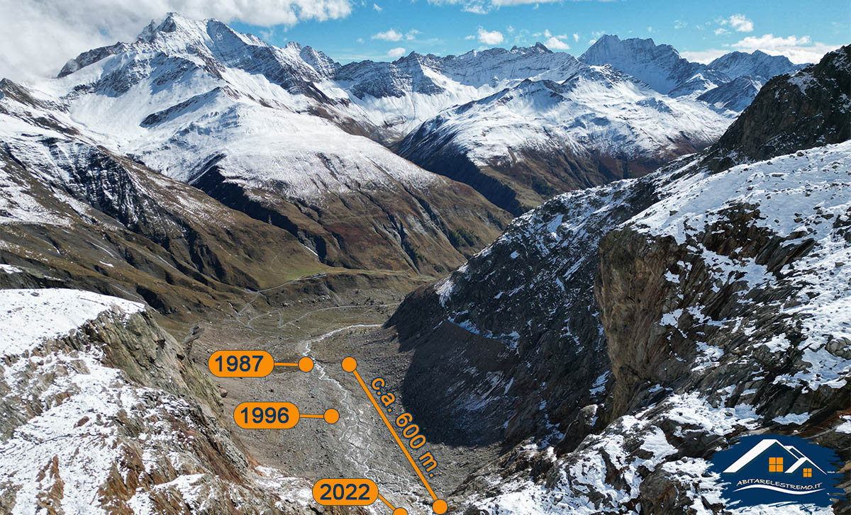 la morena del Ghiaccio Pré de Bar in alta Val Ferret