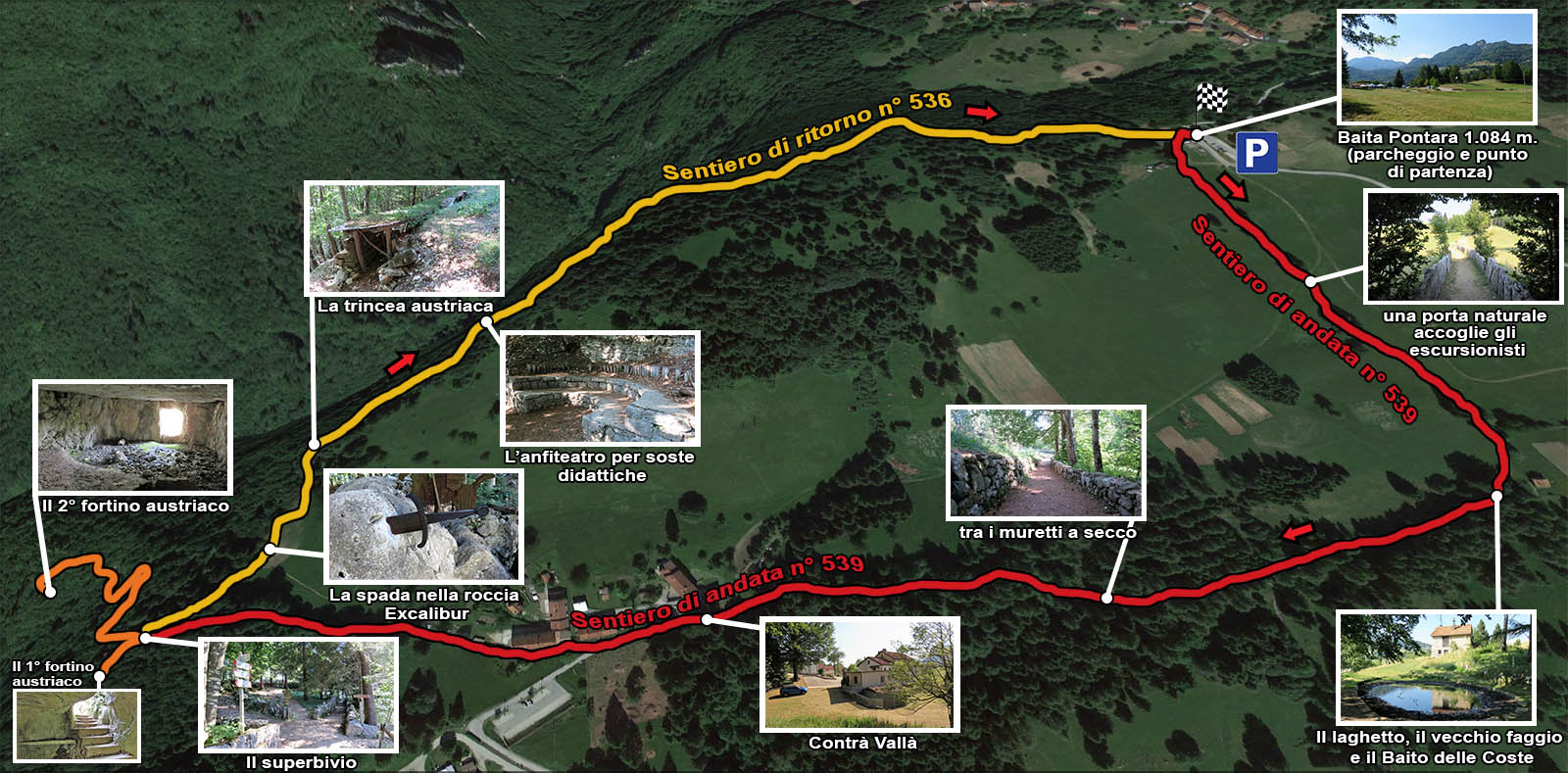 mappa fotografica sentiero excalibur