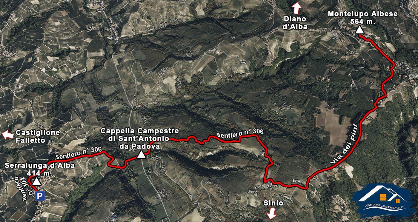 mappa sentiero Serralunga d'Alba - Montelupo Albese