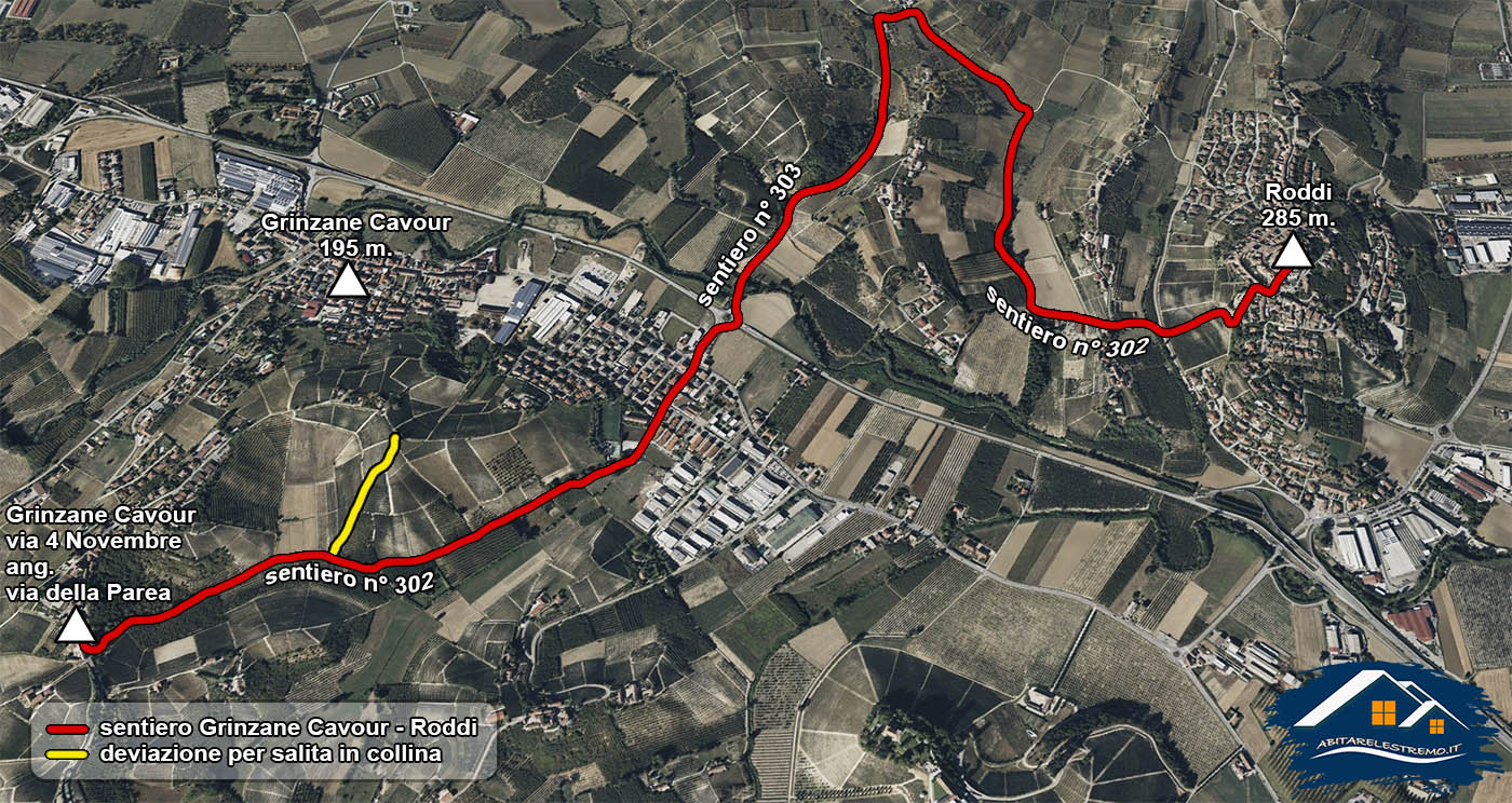 mappa sentiero Grinzane Cavour - Roddi