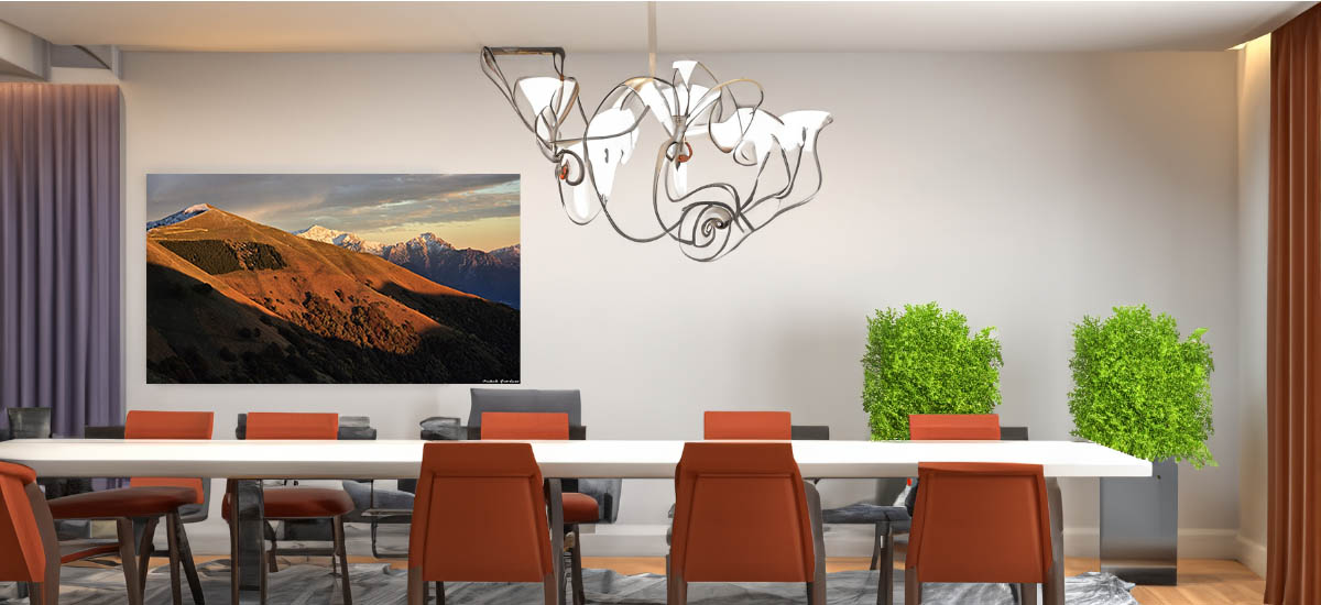 soggiorno con quadro di un paesaggio